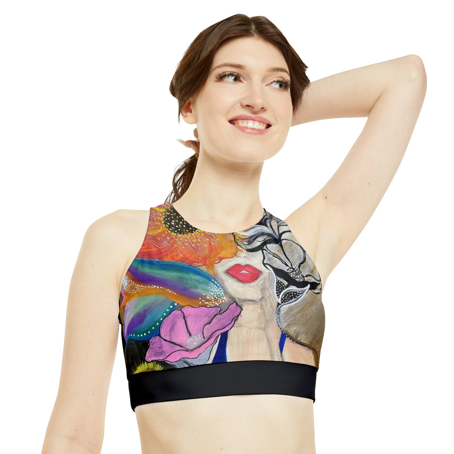 High Neck Crop Bikini Top (AOP)